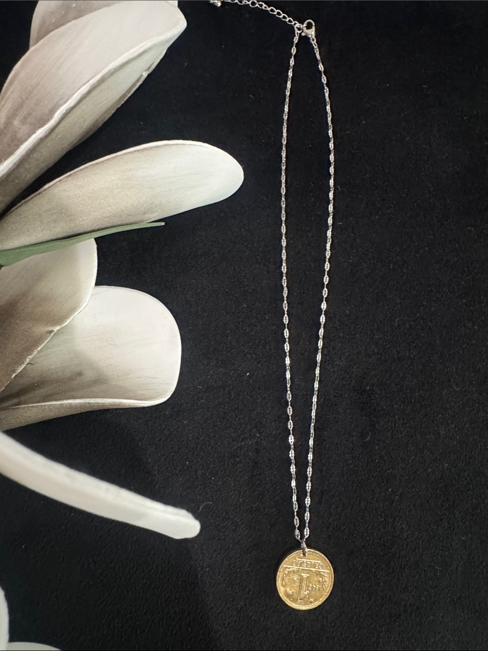 Brazilian Cruzeiro Gold Coin Pendant Necklace - Mixed Metal Necklace